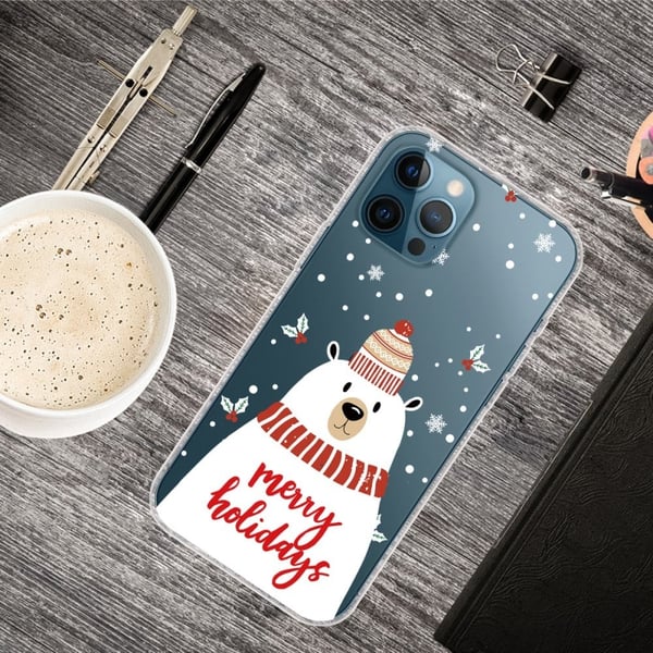 Juleveske til iPhone 13 Pro - Skjerf Hvit Bjørn