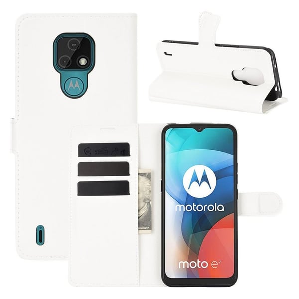 Classic Motorola Moto E7 Flippetui - Hvit