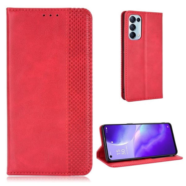 Bofink Vintage Oppo Reno5 5G Lær Etui - Rød