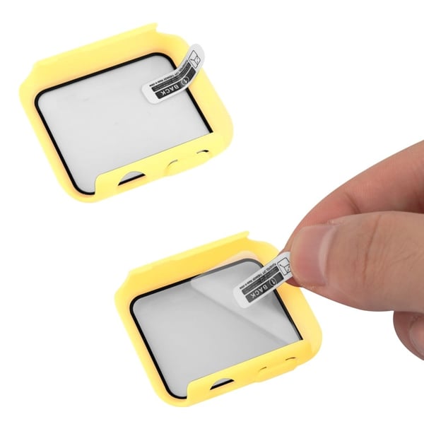 Apple Watch (45 mm) deksel med herdet glass + klokkerem i silikon - Gul