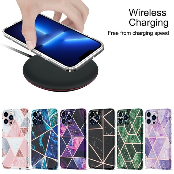 Marble iPhone 13 Pro Max Etui - Blå