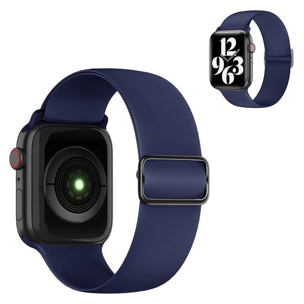 Apple Watch 44 mm elastisk klokkerem i silikon - Midnattsblå