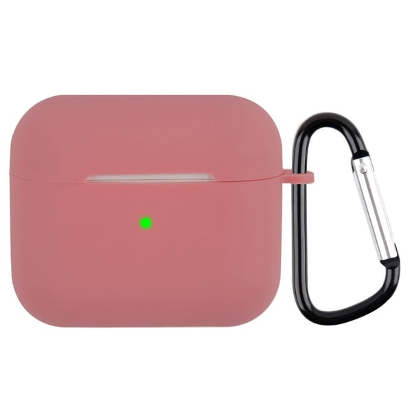 AirPods silikonetui med karabinkrok - Mørkerosa