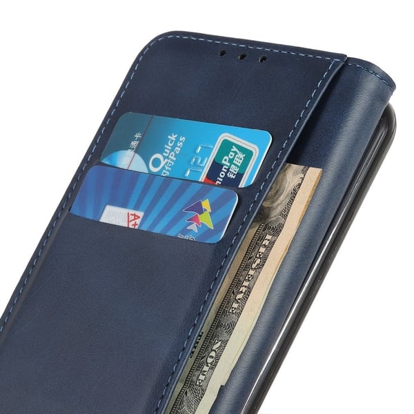 Flip Etui med Pung i Ekte Lær til Samsung Galaxy A03 - Blå