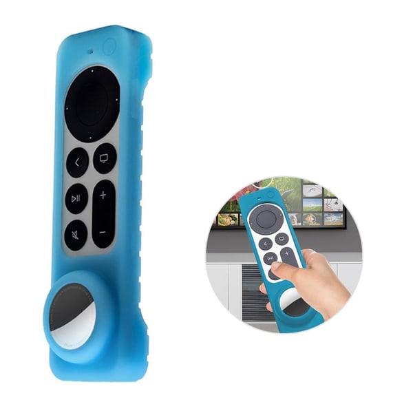 2-i-1 fjernbetjening silikone cover Apple TV 4K (2021) - Lysende Blå