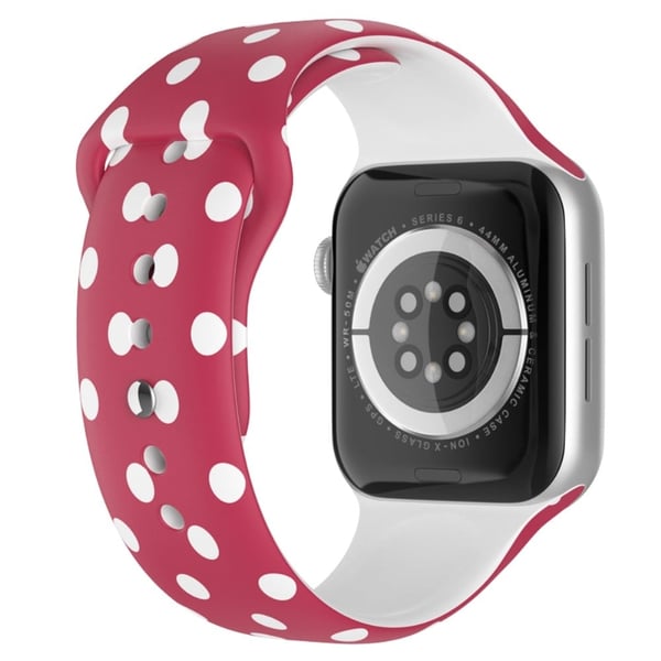 Apple Watch (45 mm) julemønster silikonklokkerem - Hvit Prikk / Størrelse: L