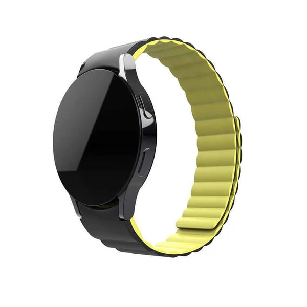 Magnetisk klokkerem i silikon med to farger til Samsung Galaxy Watch 4 - Svart / Gul