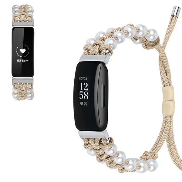 Fitbit Inspire / Inspire HR nylonutsmykket klokkerem i perlestil - Aprikos