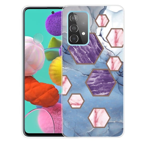 Deco Samsung Galaxy A73 Etui - Sekskant Fragmenter i Blå