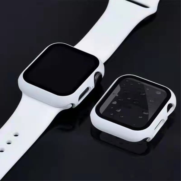 Apple Watch (41 mm) enkel ramme + skjermbeskytter i herdet glass - Hvit
