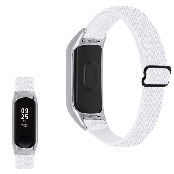 Xiaomi Mi Smart Band 4 / 3 nylon elastisk klokkerem - Hvit
