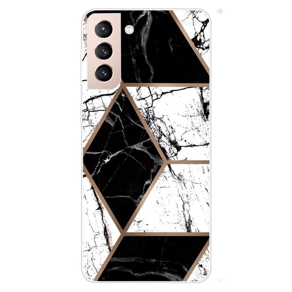 Marble Samsung Galaxy S22 Plus Etui - Svart og Hvit Klinkekule Form