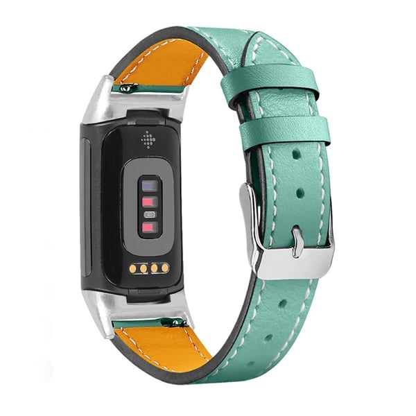 Enkel urrem i ægte læder til Fitbit Charge 5 - Blågrøn