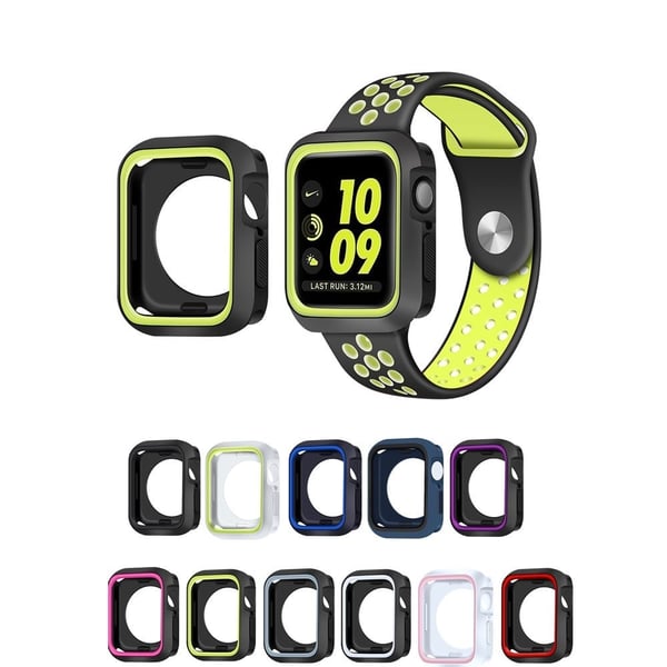 Apple Watch (41 mm) TPU-deksel i to farger + klokkerem - Svart / Rosa