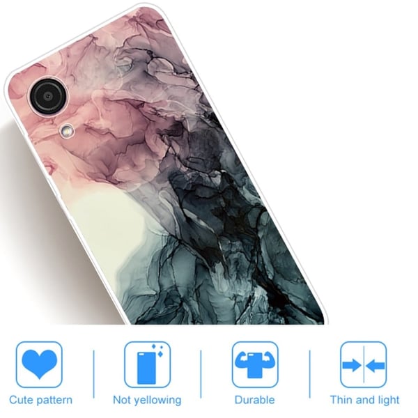 Marble Samsung Galaxy A03 Core Etui - Pale Pink og Grønn Klinkekule