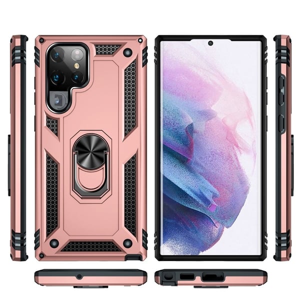 Ring Guard-etui - Samsung Galaxy S22 Ultra - Rose Gull