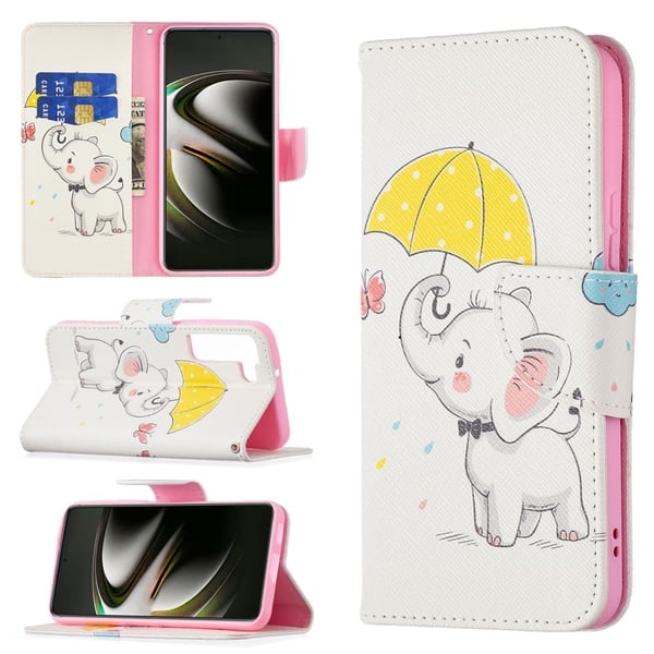 Wonderland Samsung Galaxy S22 Flippetui - Paraply og Elefant
