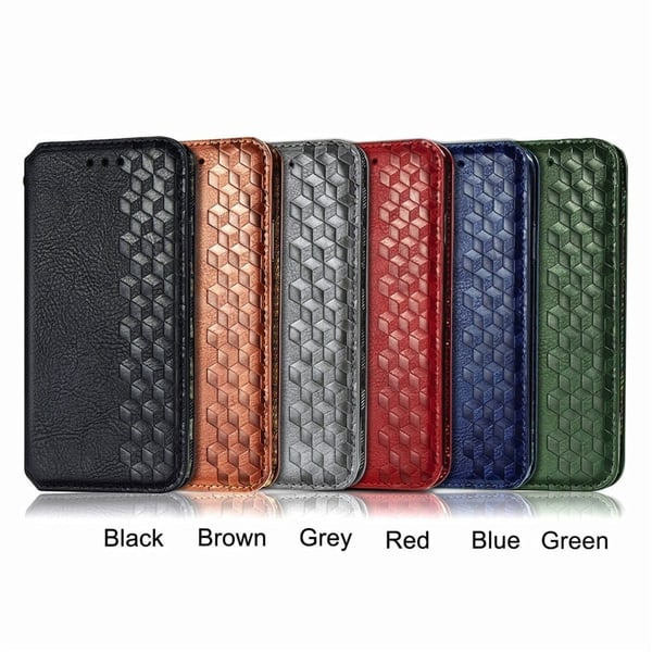 Lær Etui med A Stilfull Rhombus Imprint til Xiaomi Redmi Note 10s / Redmi Note 10 - Grønn