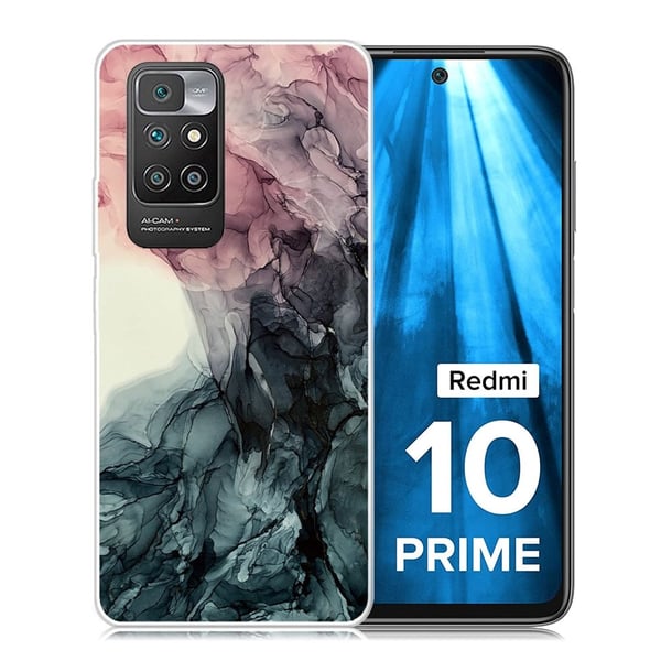 Marble Xiaomi Redmi 10 Prime / Redmi 10 Etui - Pale Pink og Grønn Klinkekule