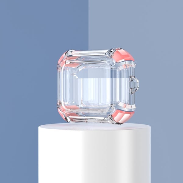 AirPods kaksivärinen TPU-kotelo avainrenkaalla - Pinkki