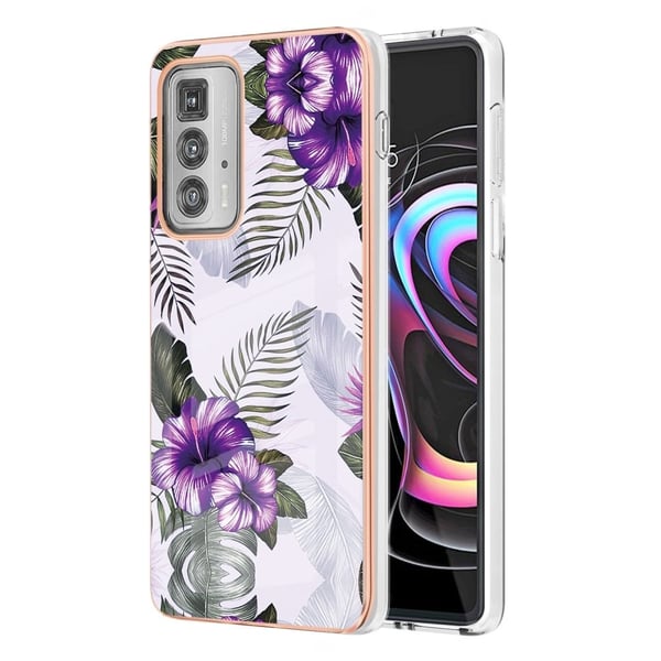 Marble Motorola Edge 20 Pro Etui - Lilla Blomster
