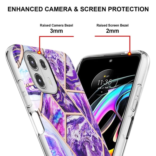 Marble Motorola Edge 20 Lite Etui - Mørkelilla
