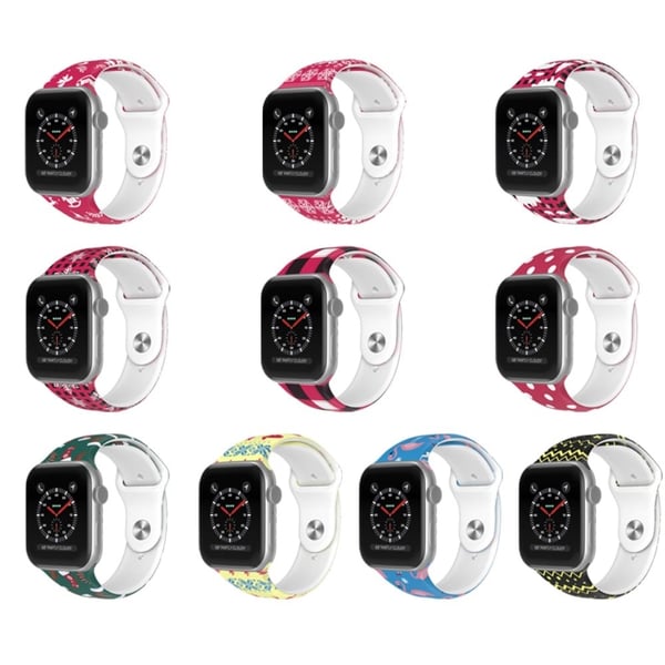 Apple Watch (41 mm) julemønster silikonklokkerem - Snøfnugg / Pledd / Størrelse: L