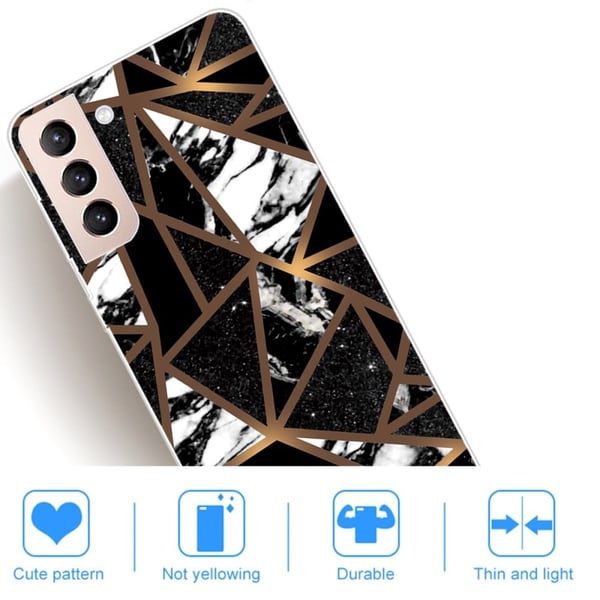 Marble Samsung Galaxy S22 Plus Etui - Black Tile Fragmenter