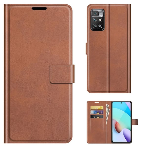 Wallet-style Lær Etui til Xiaomi Redmi 10 Prime / Redmi 10 - Lysebrun