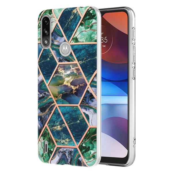 Marble Motorola Moto E7i Power / E7 Power Etui - Blå / Grønn