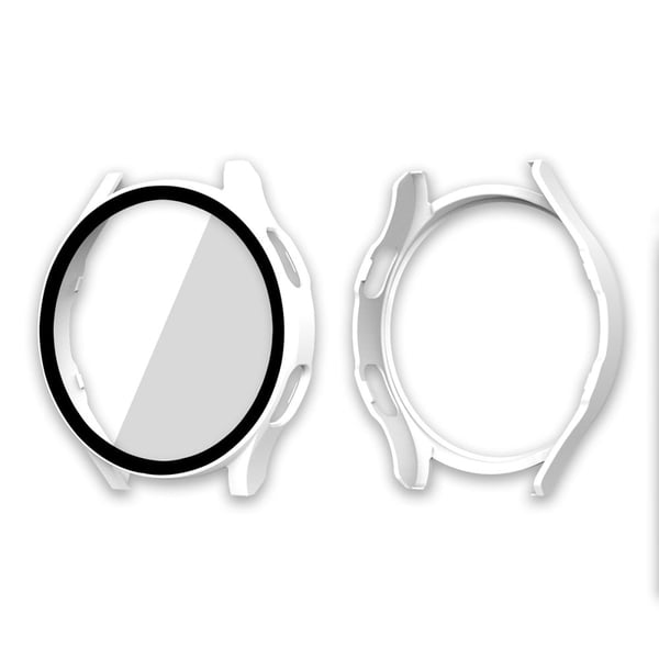 ENKAY Samsung Galaxy Watch 4 (44 mm) 2-i-1-deksel + skjermbeskytter i herdet glass - Hvit