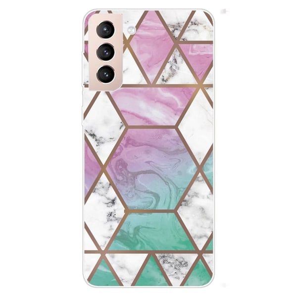 Marmormotiv Samsung Galaxy S22 skal - Vit Diamant I Färgglad Bakgrund Marmormotiv Samsung Galaxy S22 skal - Vit Diamant I Färgglad Bakgrund