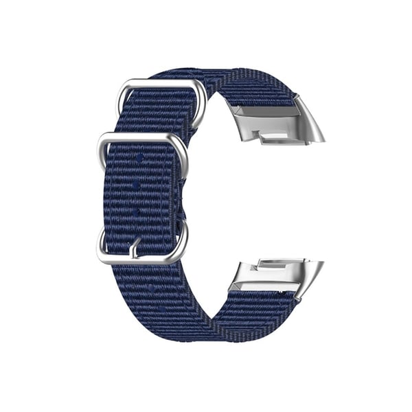 Fitbit Charge 5 elastisk klokkerem i nylon med sølvspenne - Mørkeblå