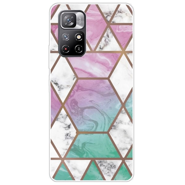 Marble Xiaomi Redmi Note 11T 5G Etui - Hvit Diamant i Fargerik Bakgrunn
