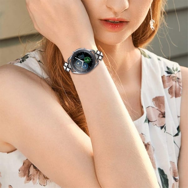 Samsung Galaxy Watch 3 (45 mm) / Watch (46 mm) stilfull klokkerem i rustfritt stål med rhinestone - Svart