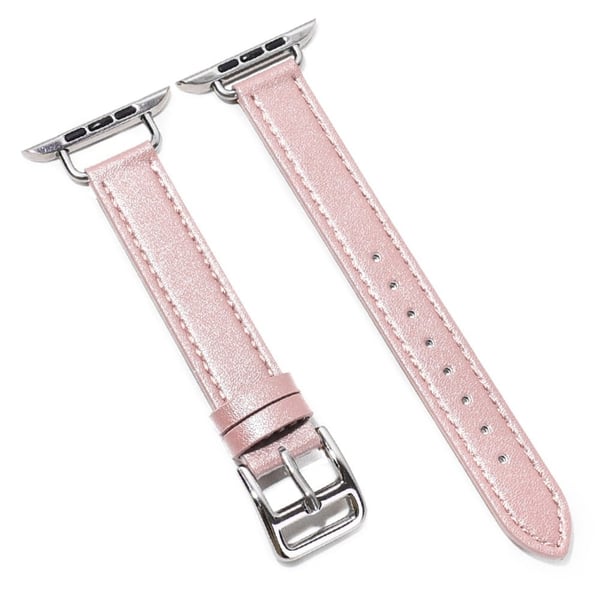 Apple Watch (41 mm) enkel klokkerem i skinn - Rosa