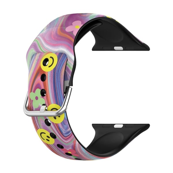 Apple Watch (45 mm) IML-urrem i silikon med fargerikt mønster - Smil