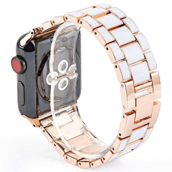 Apple Watch (41mm) 3 perle fasjonable klokkerem - Hvit / Gull