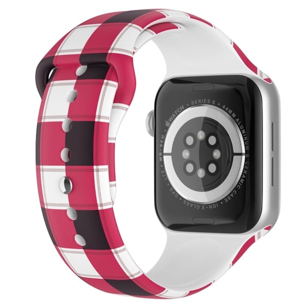 Apple Watch (41 mm) julemønster silikonklokkerem - Pledd / Størrelse: L