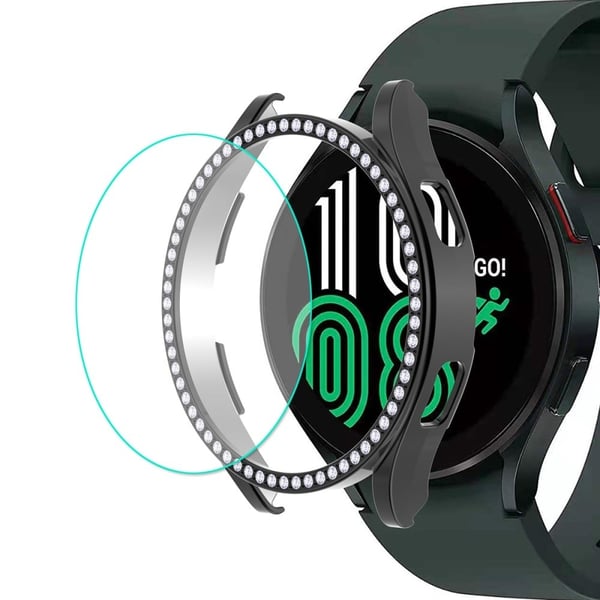 ENKAY Samsung Galaxy Watch 4 (40 mm) strassdeksel + skjermbeskytter i herdet glass - Svart