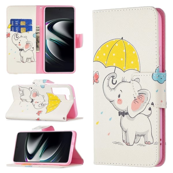 Wonderland Samsung Galaxy S22 Plus Flippetui - Paraply og Elefant