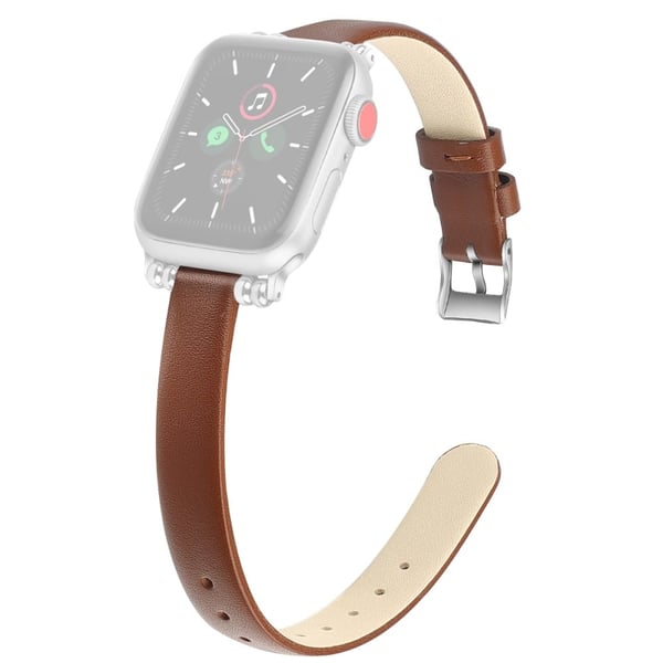 Apple Watch (45mm) Simple Ekte Lær Klokkereimer - Brun / Størrelse: L