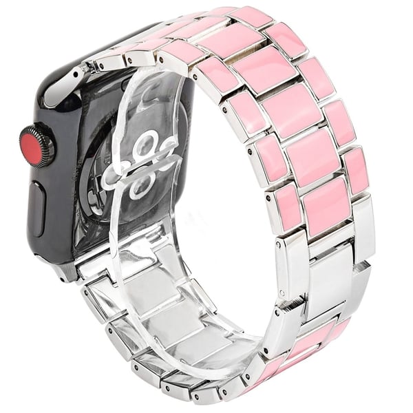 Apple Watch (41mm) 3 perle fasjonable klokkerem - Rosa / Sølv
