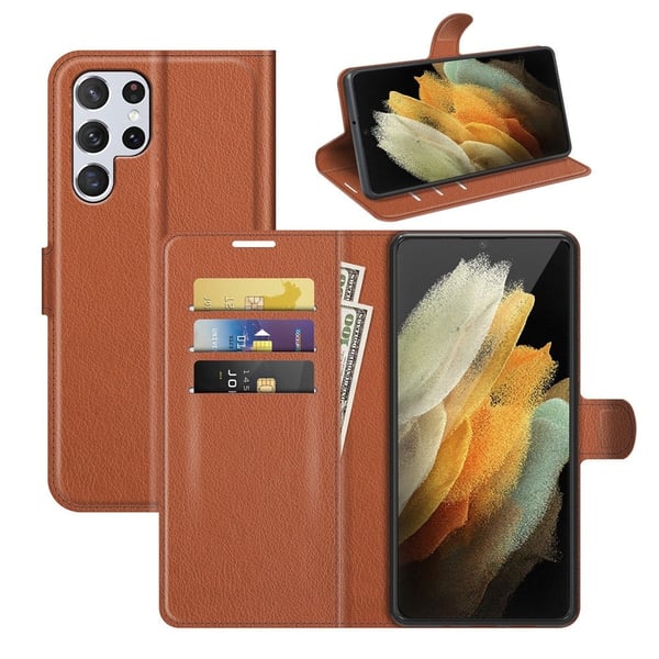 Classic Samsung Galaxy S22 Ultra Flippetui - Brun