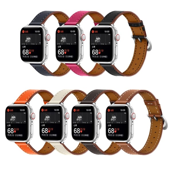 Apple Watch (45 mm) klokkerem i pustende ekte skinn - Brun