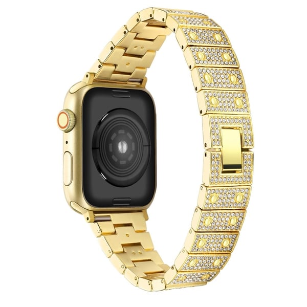 Apple Watch (45 mm) klokkerem med rhinestone-dekor - Gull