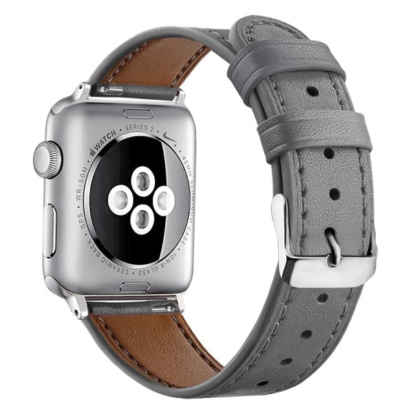 Apple Watch (45mm) Top Layer Okseskinn Ekte Lær Klokkereimer - Grå