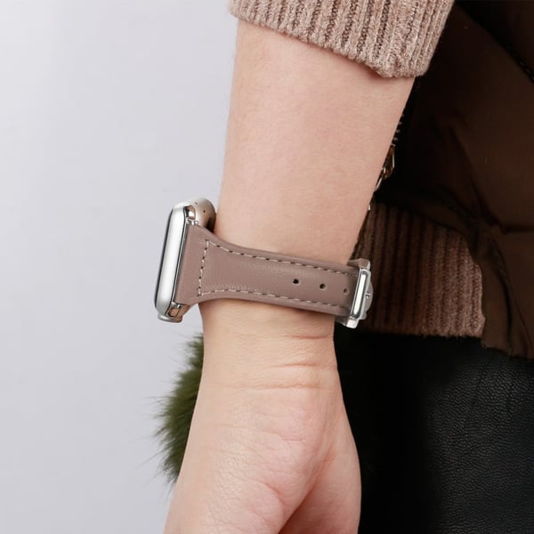 Apple Watch (41mm) B6 Ekte Lær Klokkereimer - Grå / Størrelse: L