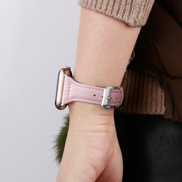 Apple Watch (41mm) B6 urrem i ægte læder - Lyserød Rose / Størrelse: L