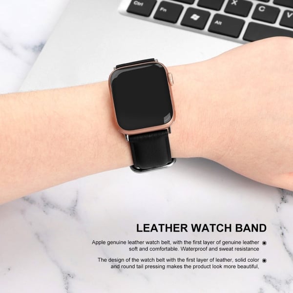Apple Watch (41 mm) klokkerem i ekte okseskinn - Svart